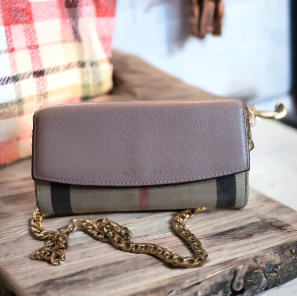 BURBERRY Exploded Check Pattern Leather Continental Wallet in EUC with COA